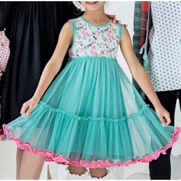 Matilda Jane Merry Mood Turquoise Tulle Dress Size 2 Toddler Play Condition - Picture 2 of 10